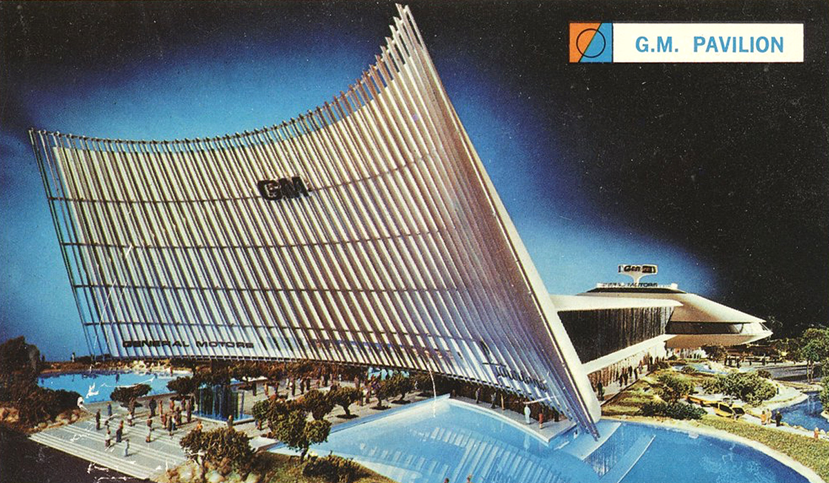 Postcard of the GM pavilion