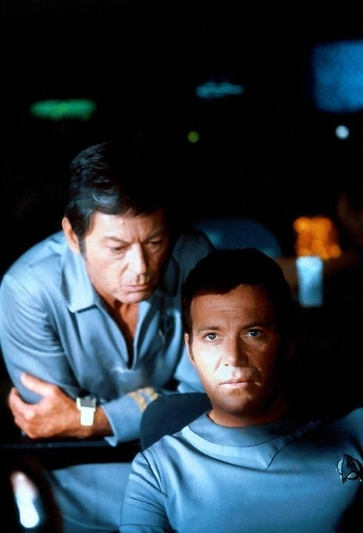 Forest Kelley and William Shatner<