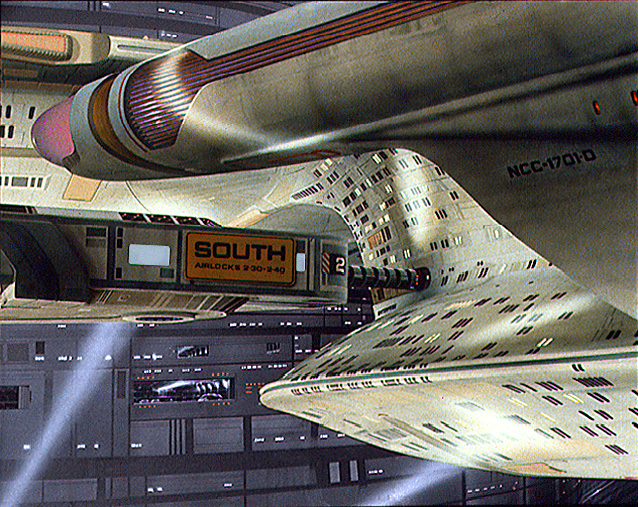 Enterprise-D in spacedock matte painting