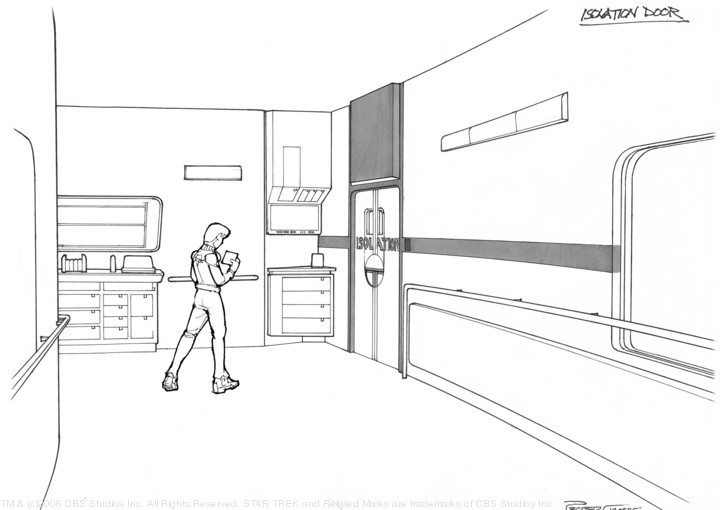Galaxy-class isolation ward corridor concept art