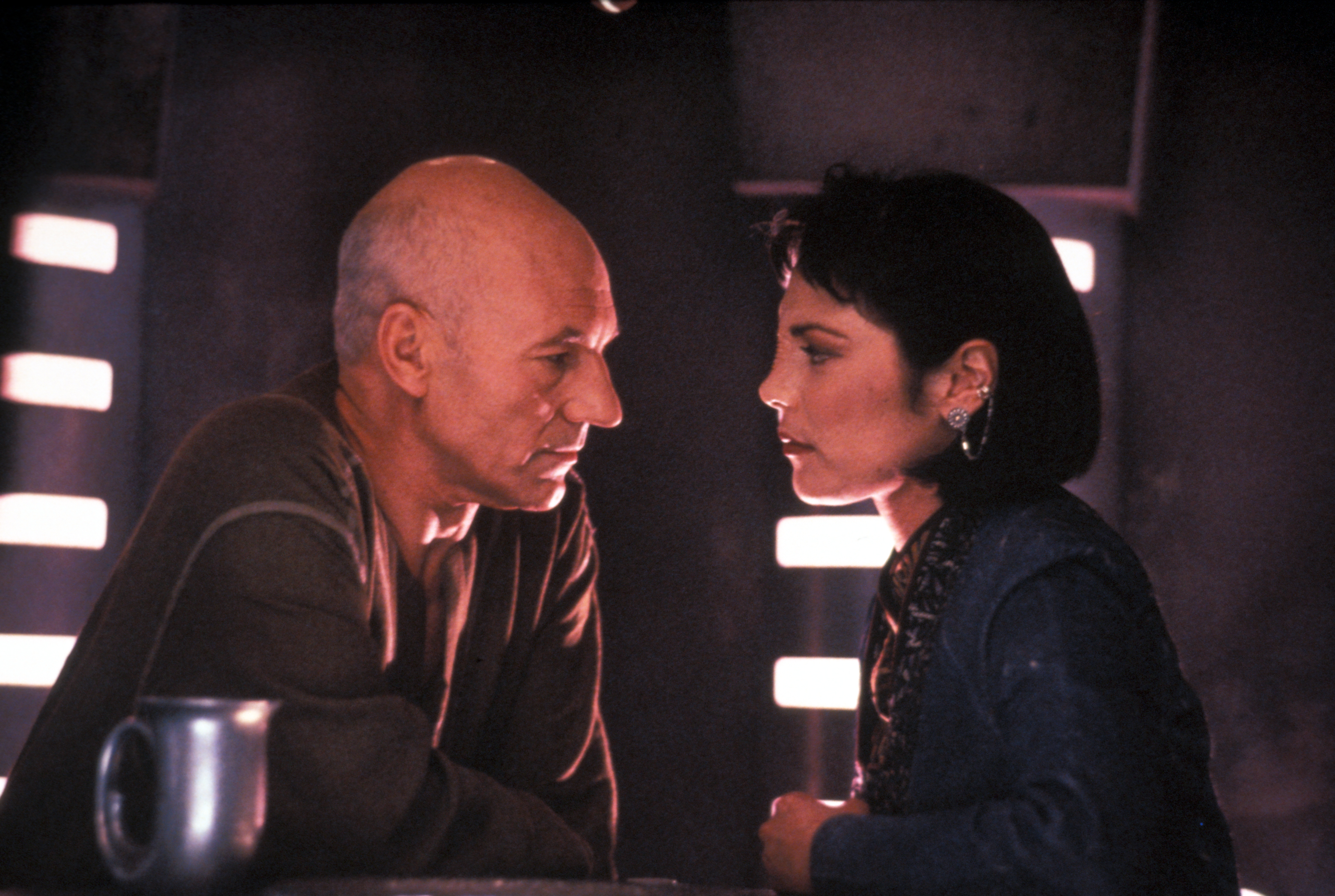 Patrick Stewart and Michelle Forbes