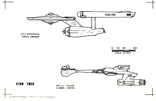 Klingon battle cruiser and Enterprise size comparison